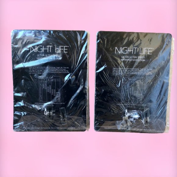 NIGHT LIFE VINTAGE Light Gray Ultra Ultra Sheer Pantyhose Size Tall - 2 Pairs - Picture 2 of 11